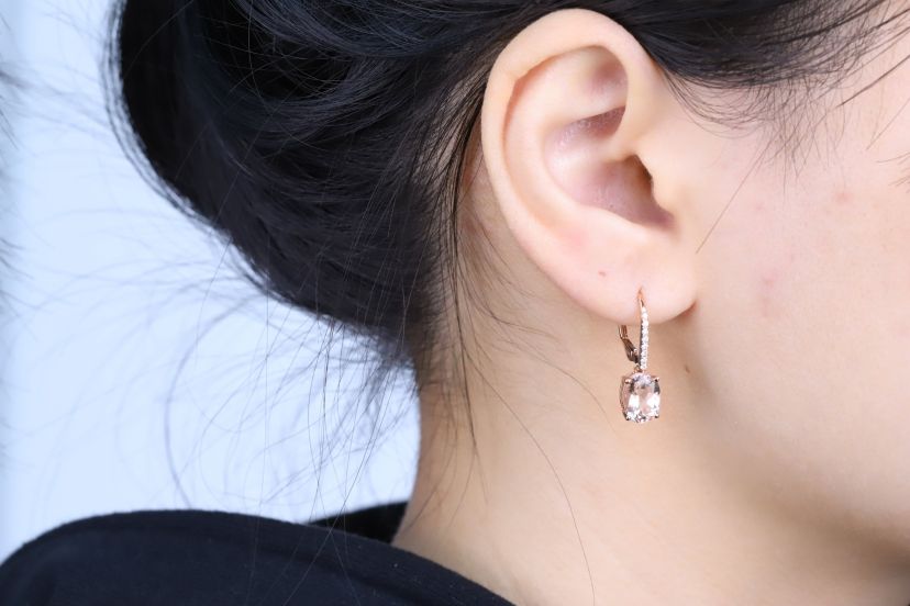 Morganite Earring in 14K Rose Gold