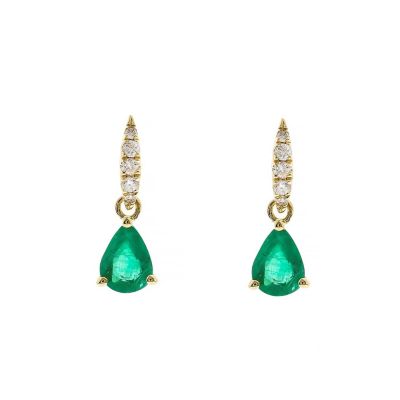 Anika and August Emerald Earring in 10K Yellow Gold