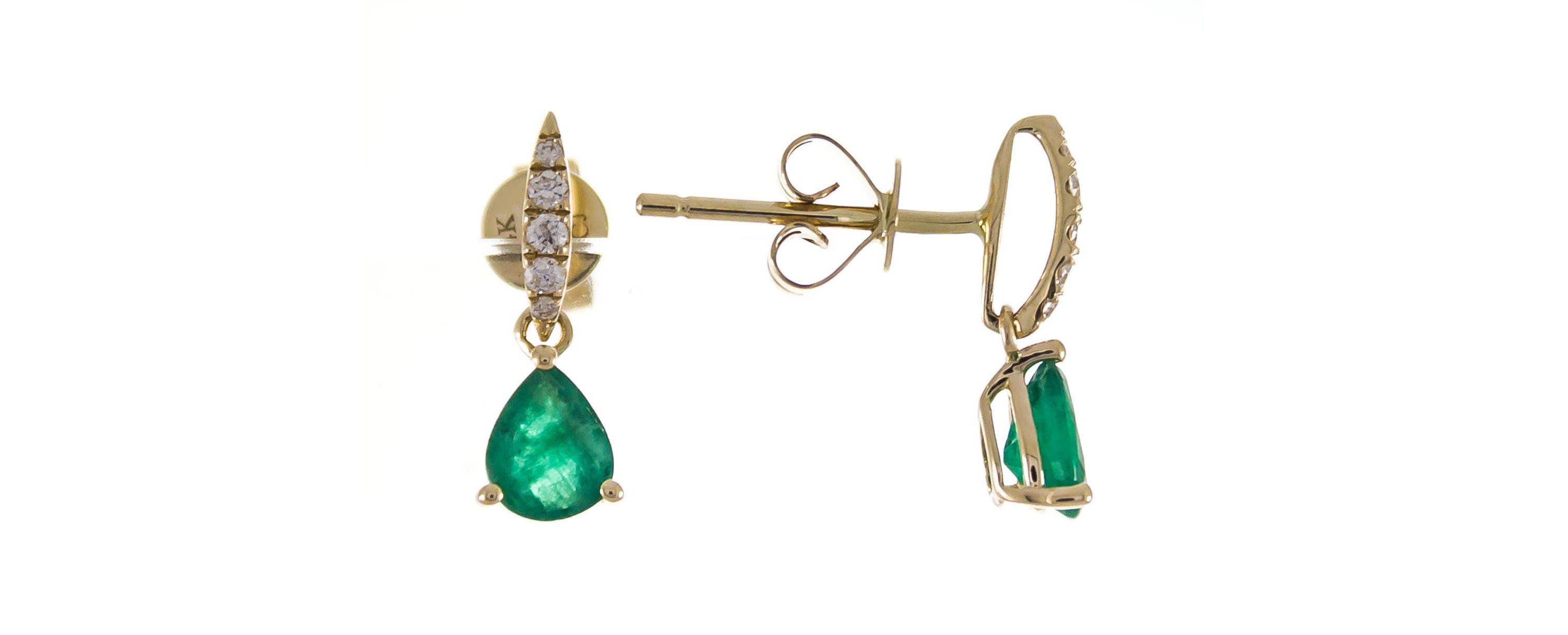 Emerald Earring in 10K Yellow Gold