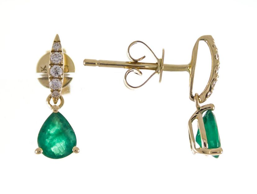 Emerald Earring in 10K Yellow Gold
