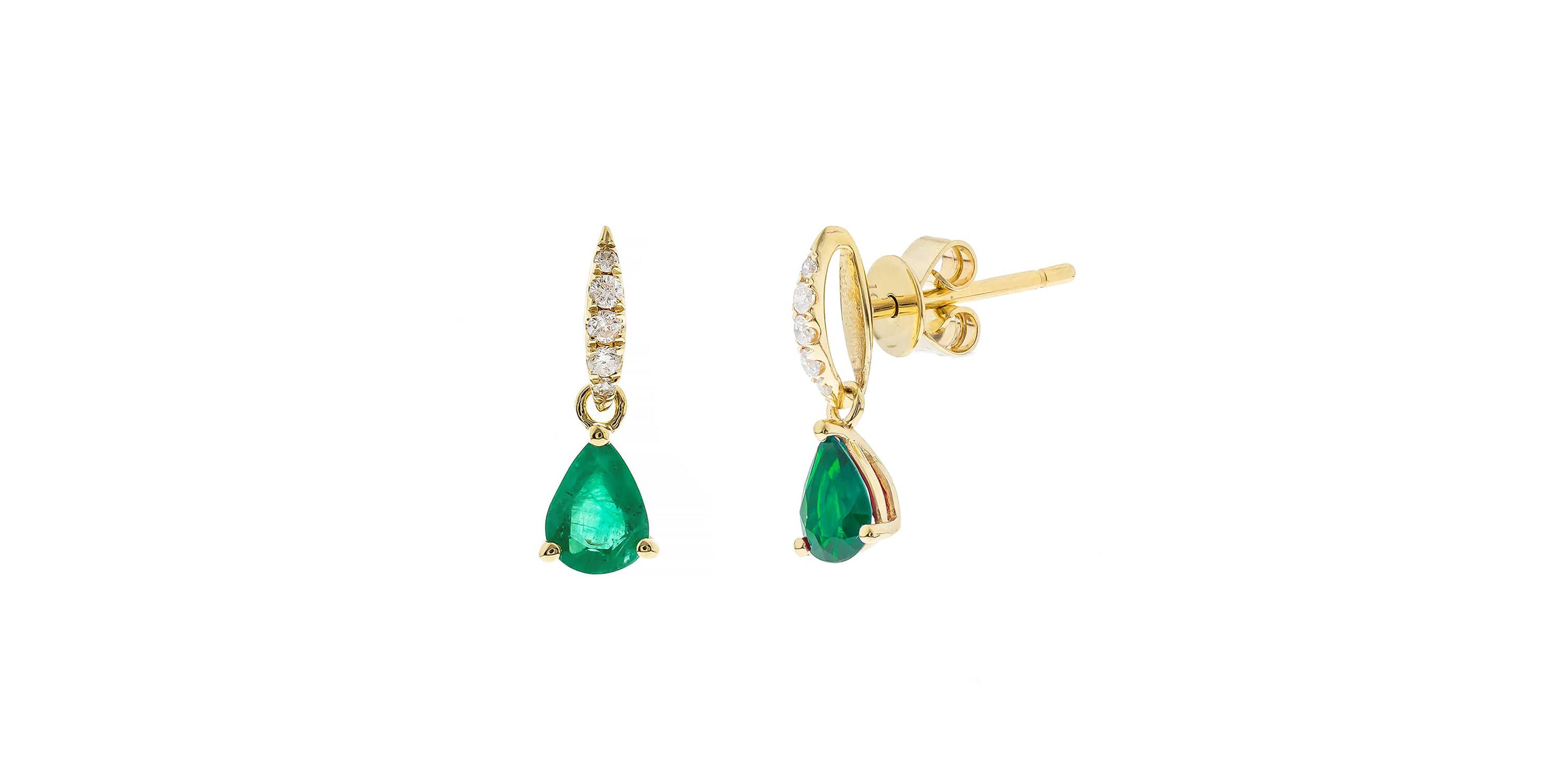 Emerald Earring in 10K Yellow Gold