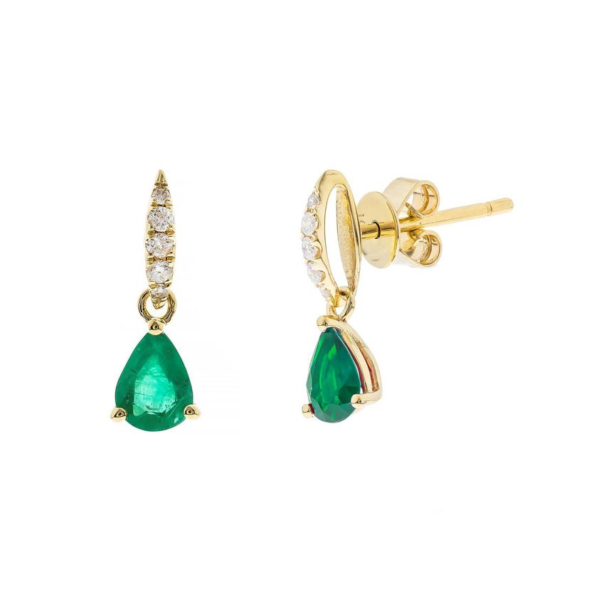Emerald Earring in 10K Yellow Gold
