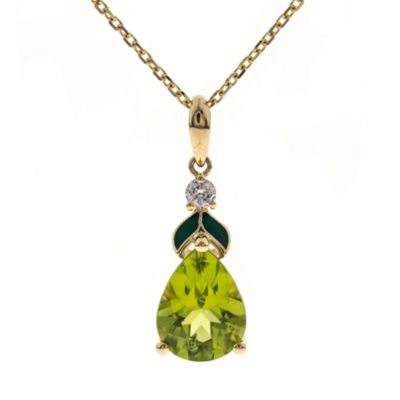 Anika and August Peridot Pendant in 10K Yellow Gold
