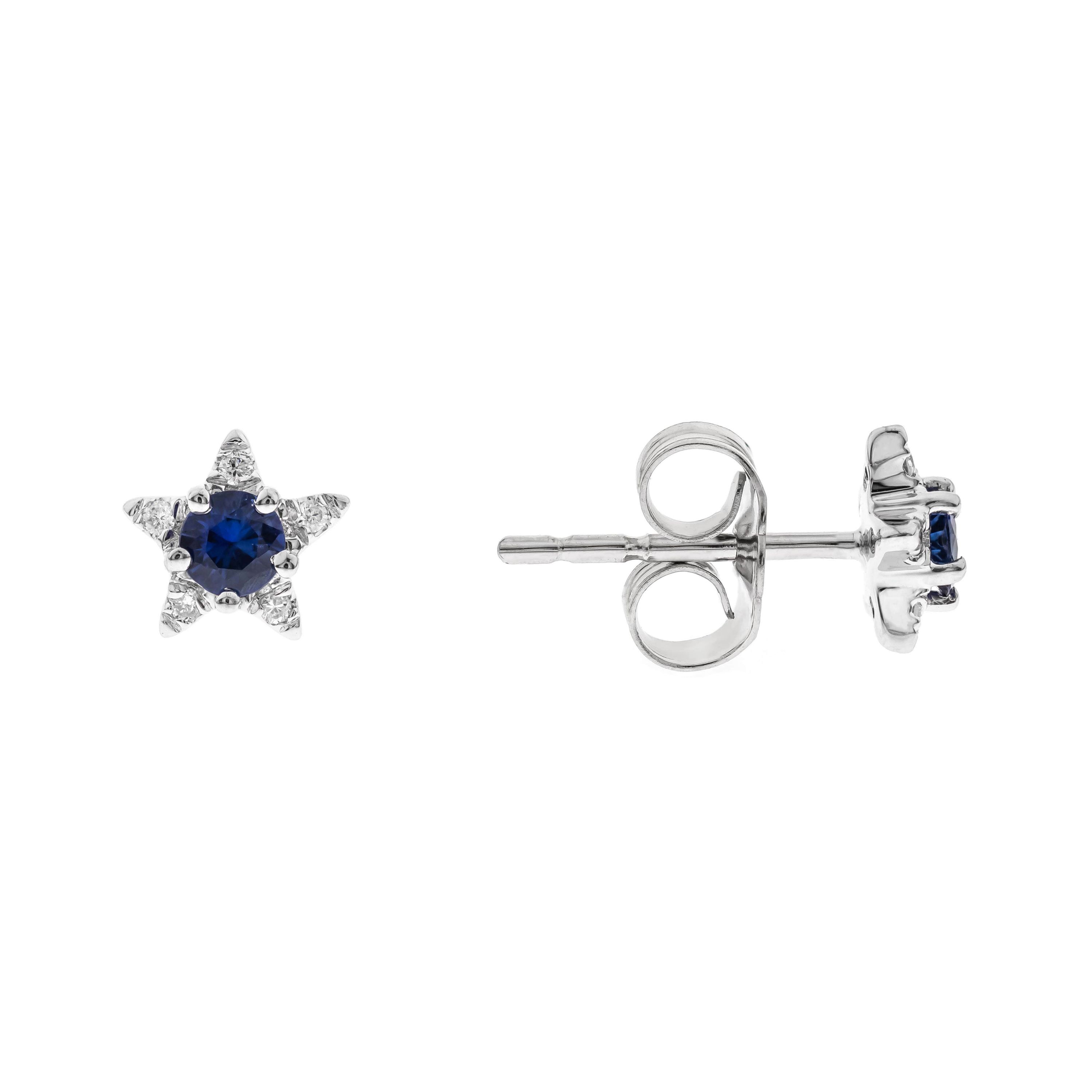 Blue Sapphire Earring in 10K White Gold