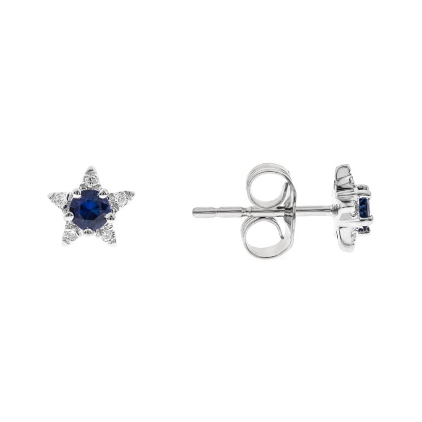 Blue Sapphire Earring in 10K White Gold