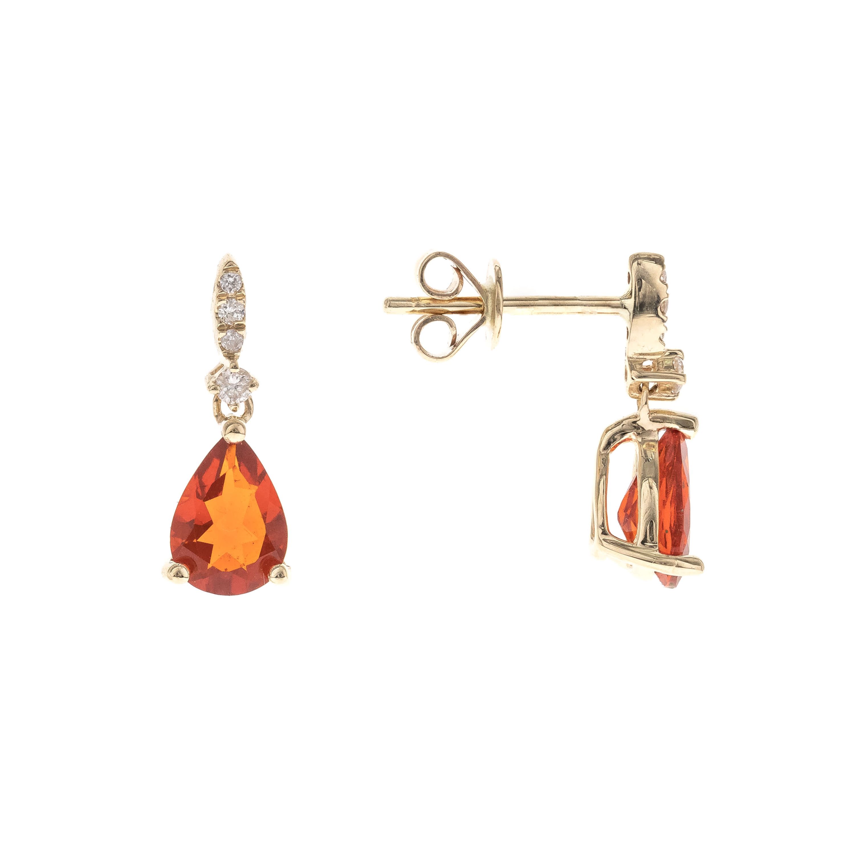 Fire Opal Earring in 10K Yellow Gold