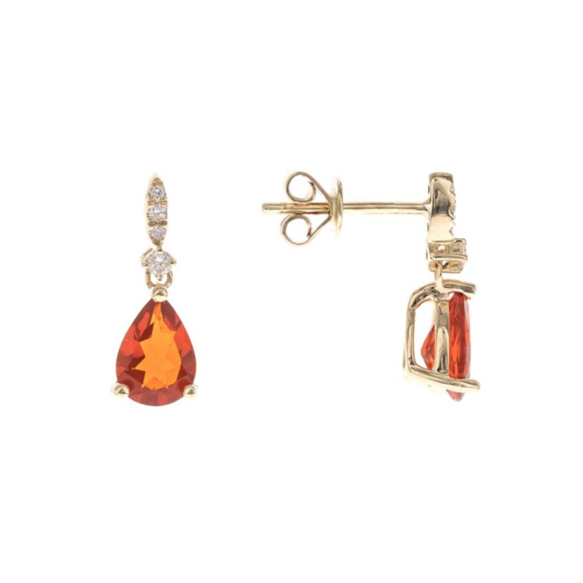 Fire Opal Earring in 10K Yellow Gold
