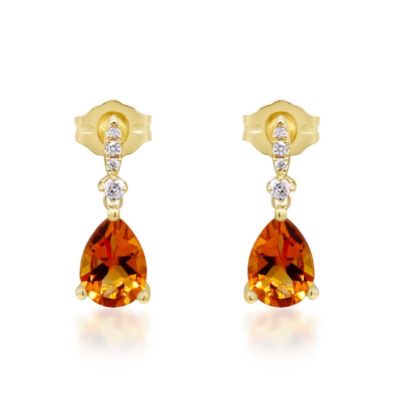 Fire Opal Earring in 10K Yellow Gold