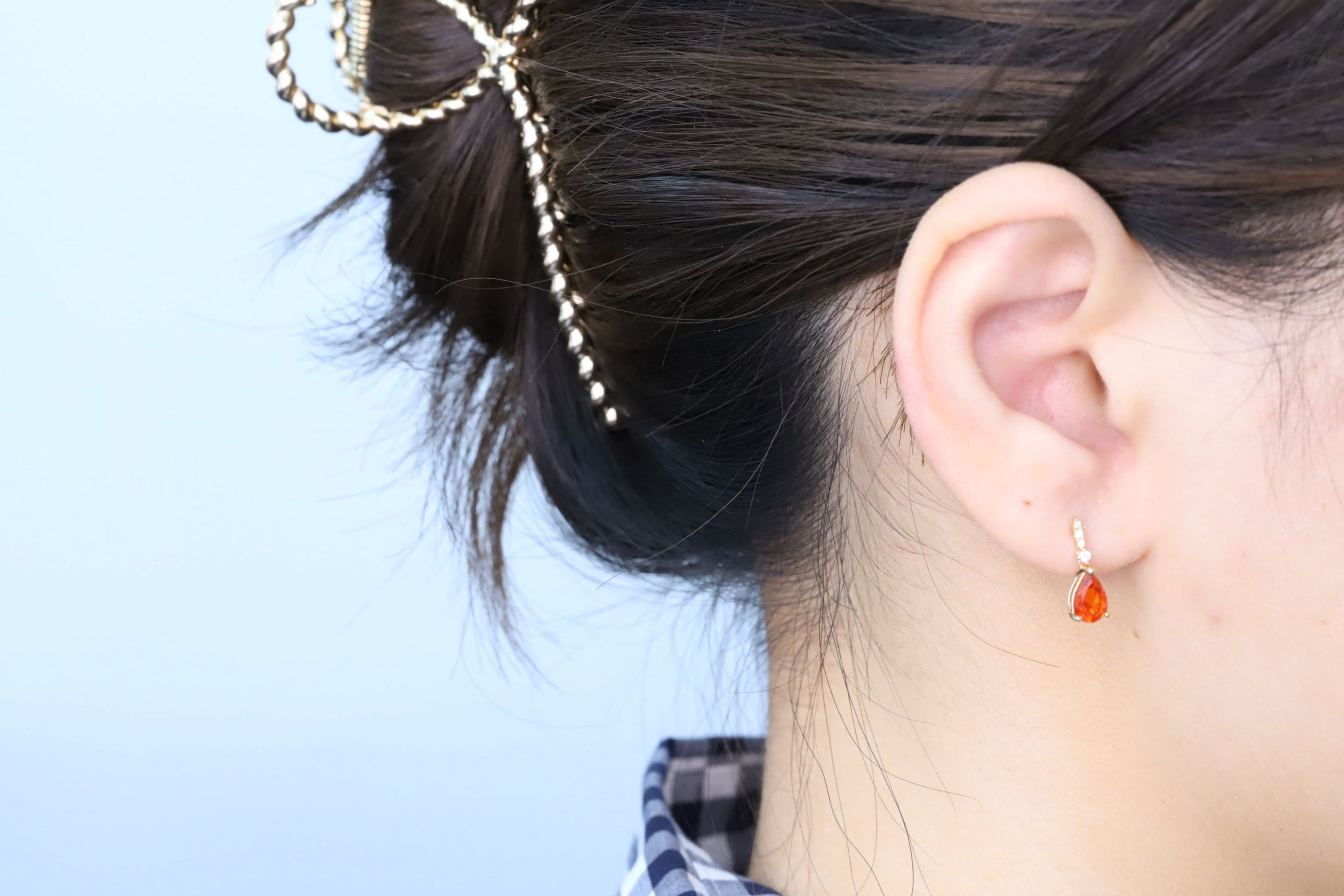 Fire Opal Earring in 10K Yellow Gold