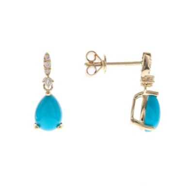 Anika and August Turquoise Earrings in 10K Yellow Gold