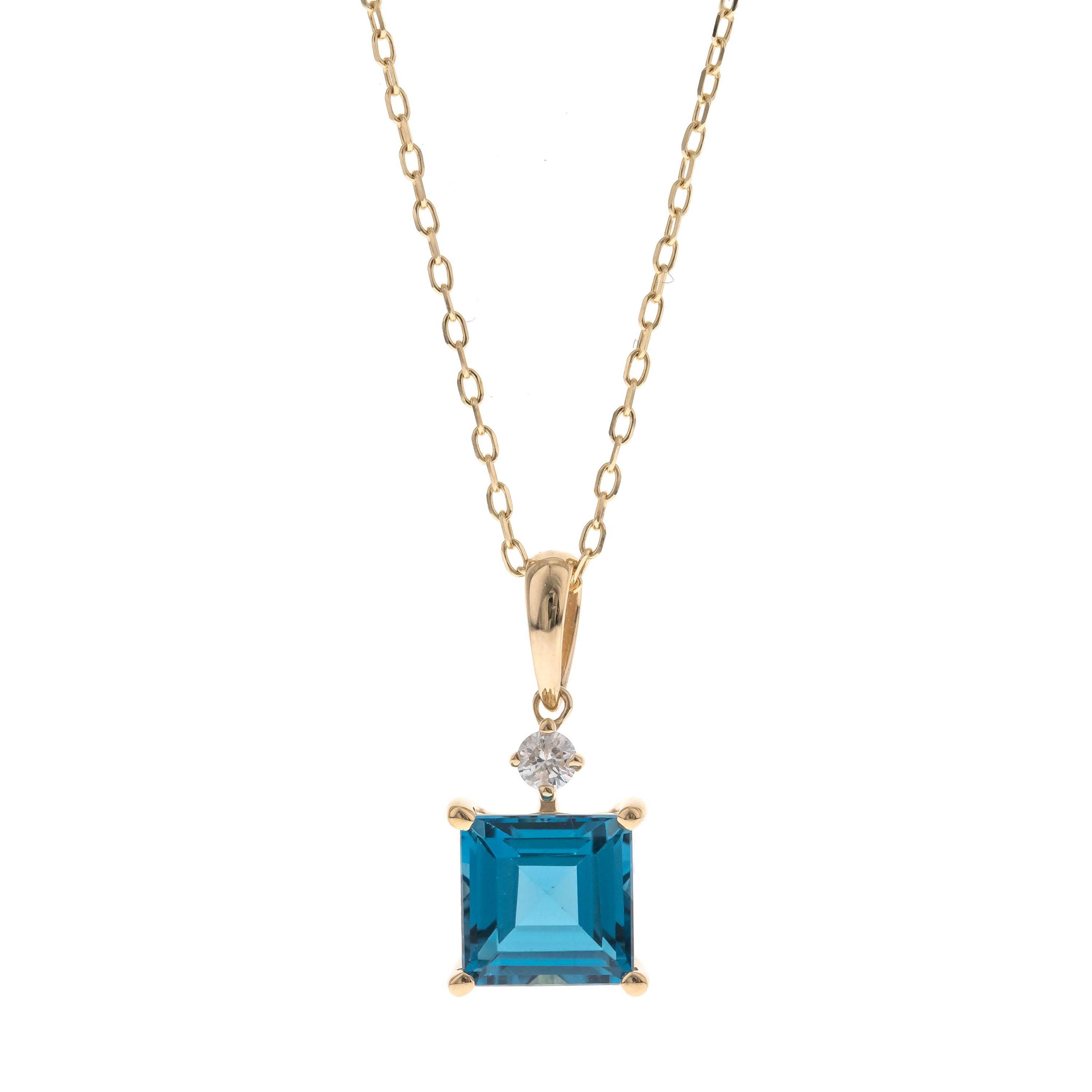 BLUE TOPAZ Pendant in 10K YELLOW GOLD