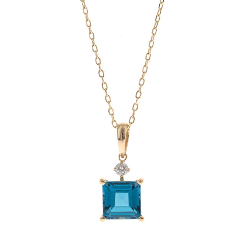 BLUE TOPAZ Pendant in 10K YELLOW GOLD