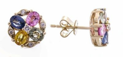 Anika and August Multi Sapphire Earring in 10K Yellow Gold