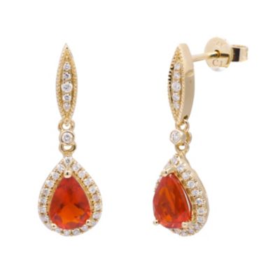 Anika and August Fire Opal Earring in 14K Yellow Gold