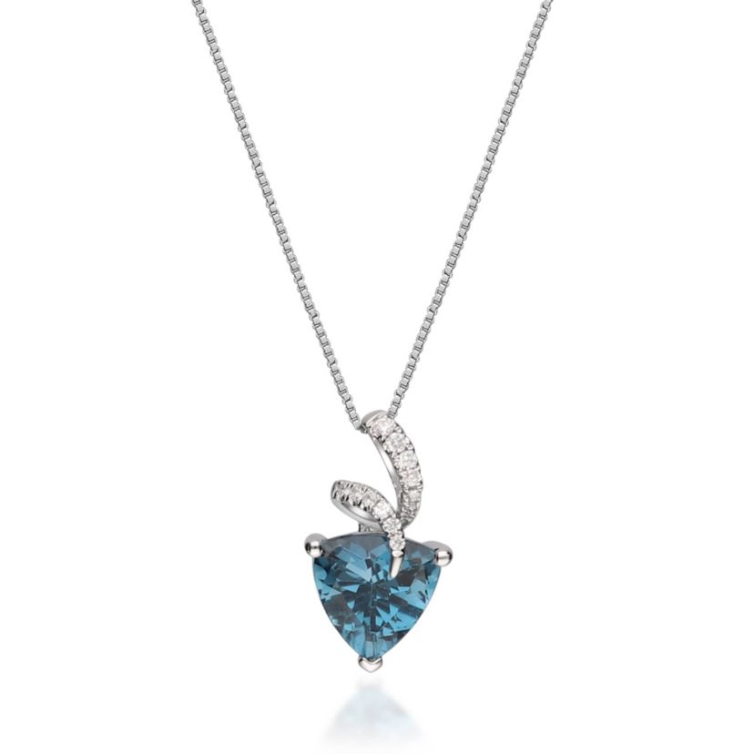London Blue Topaz Pendant in 14K White Gold