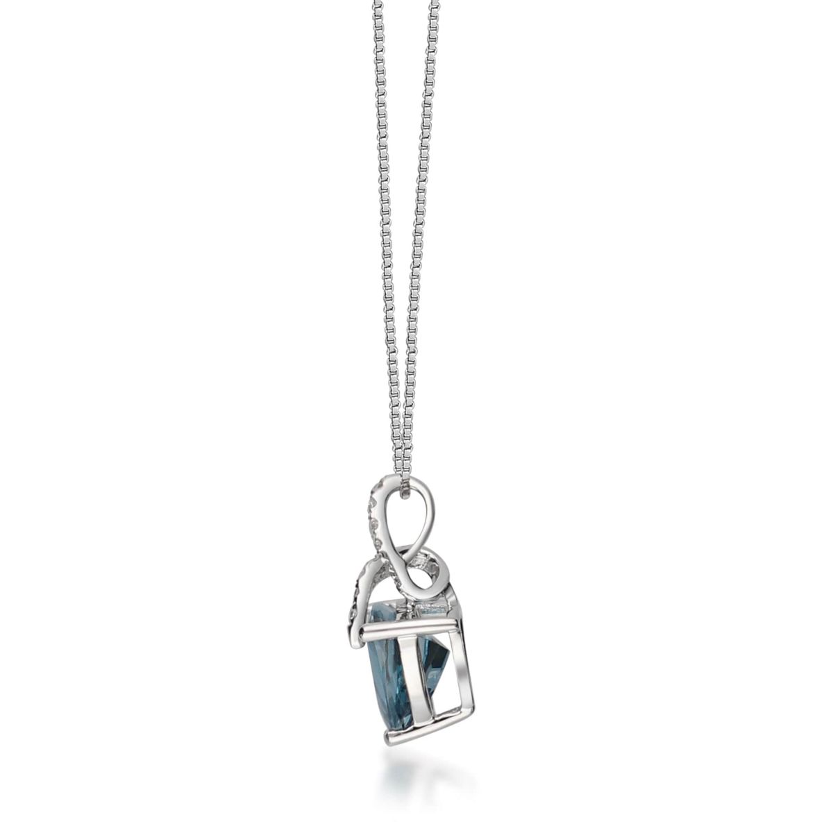London Blue Topaz Pendant in 14K White Gold