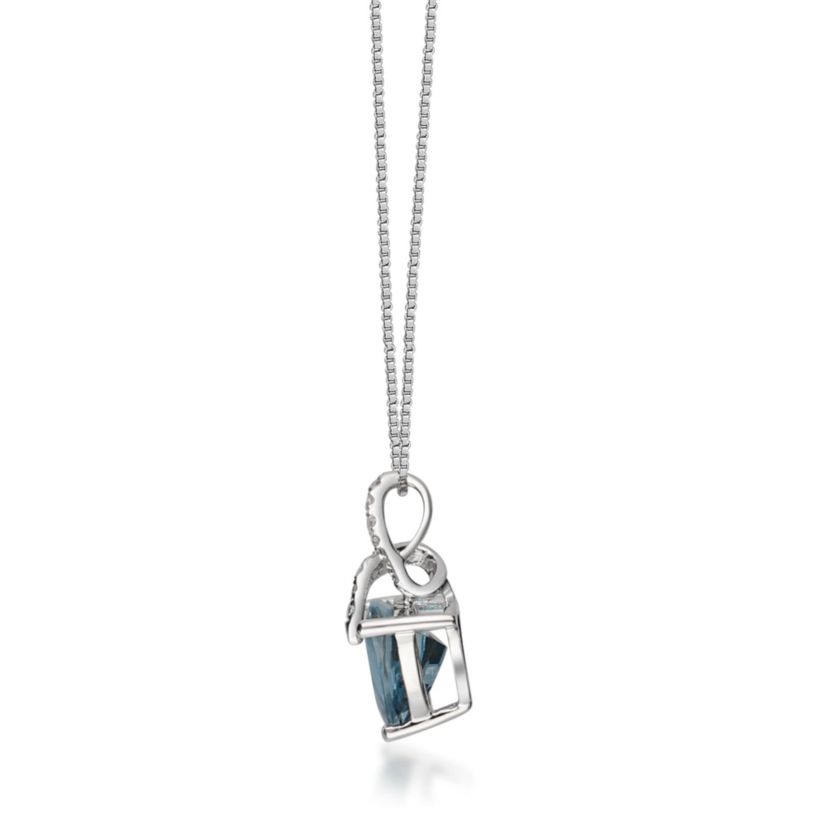 London Blue Topaz Pendant in 14K White Gold