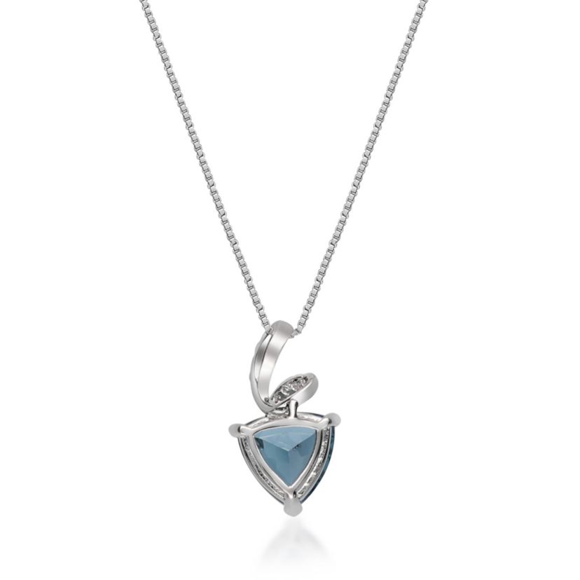 London Blue Topaz Pendant in 14K White Gold