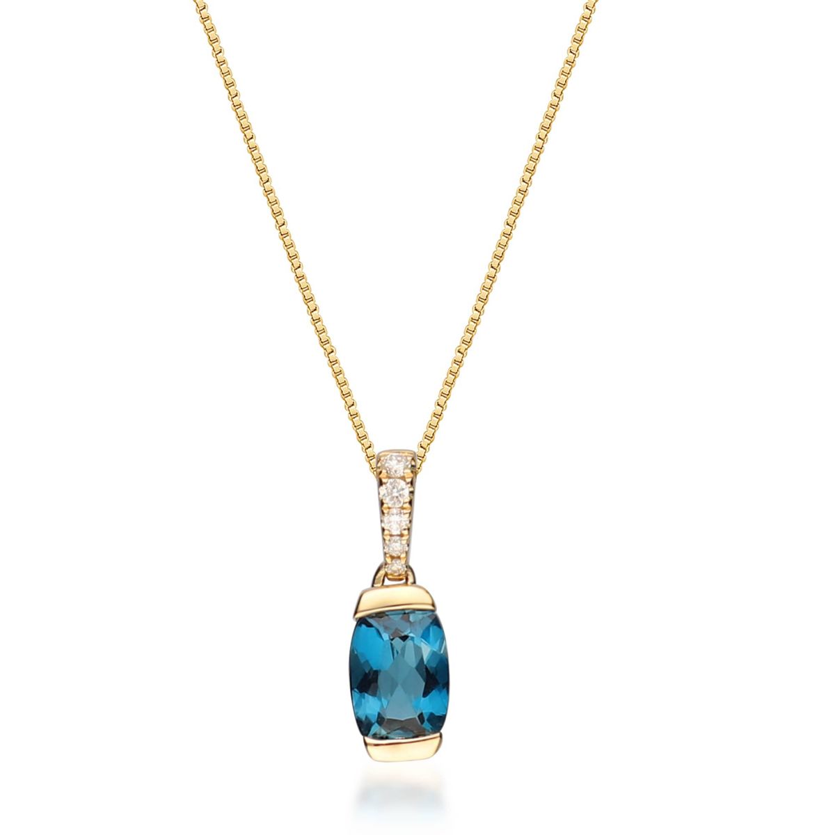 London Blue Topaz Pendant in 14K Yellow Gold
