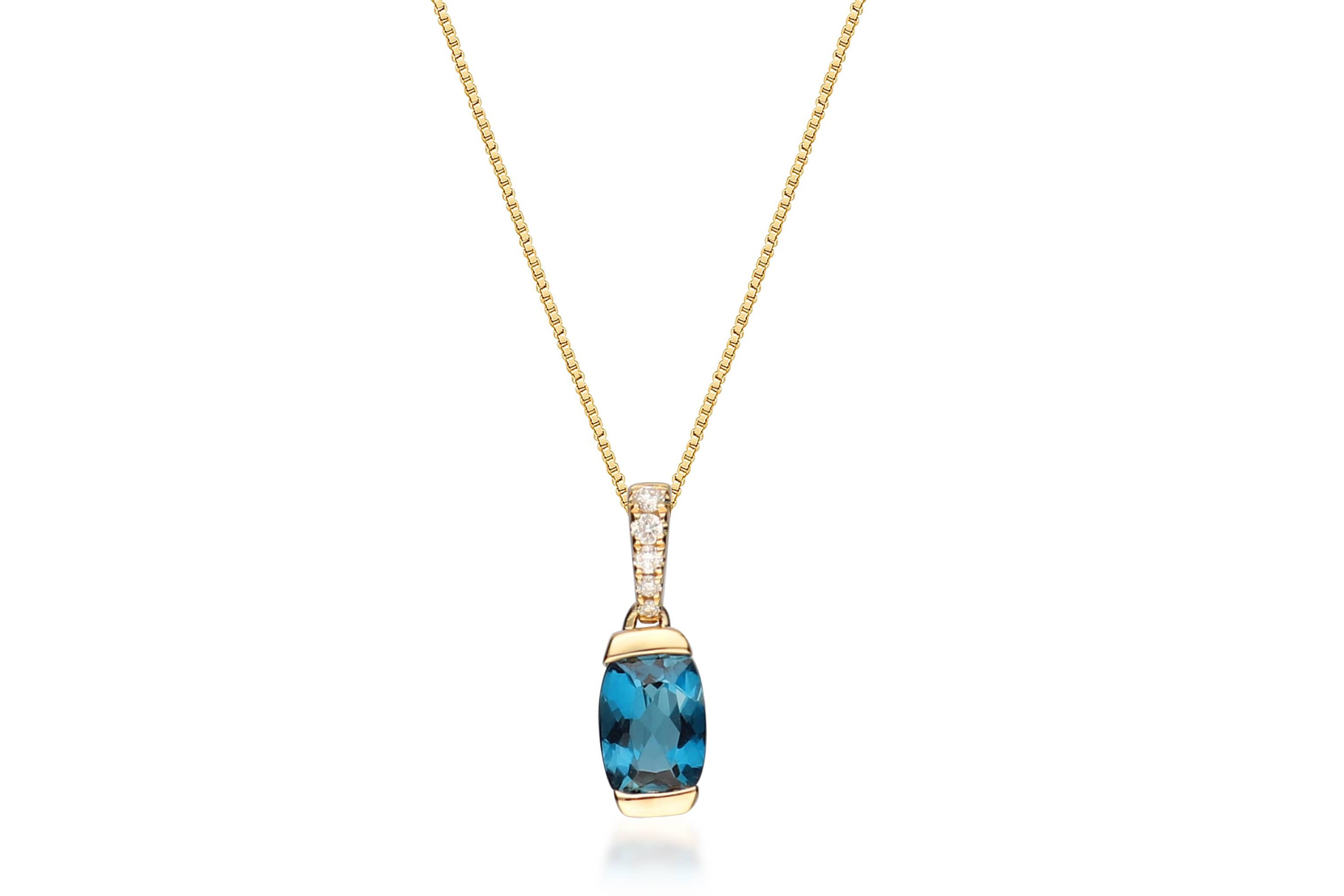 London Blue Topaz Pendant in 14K Yellow Gold