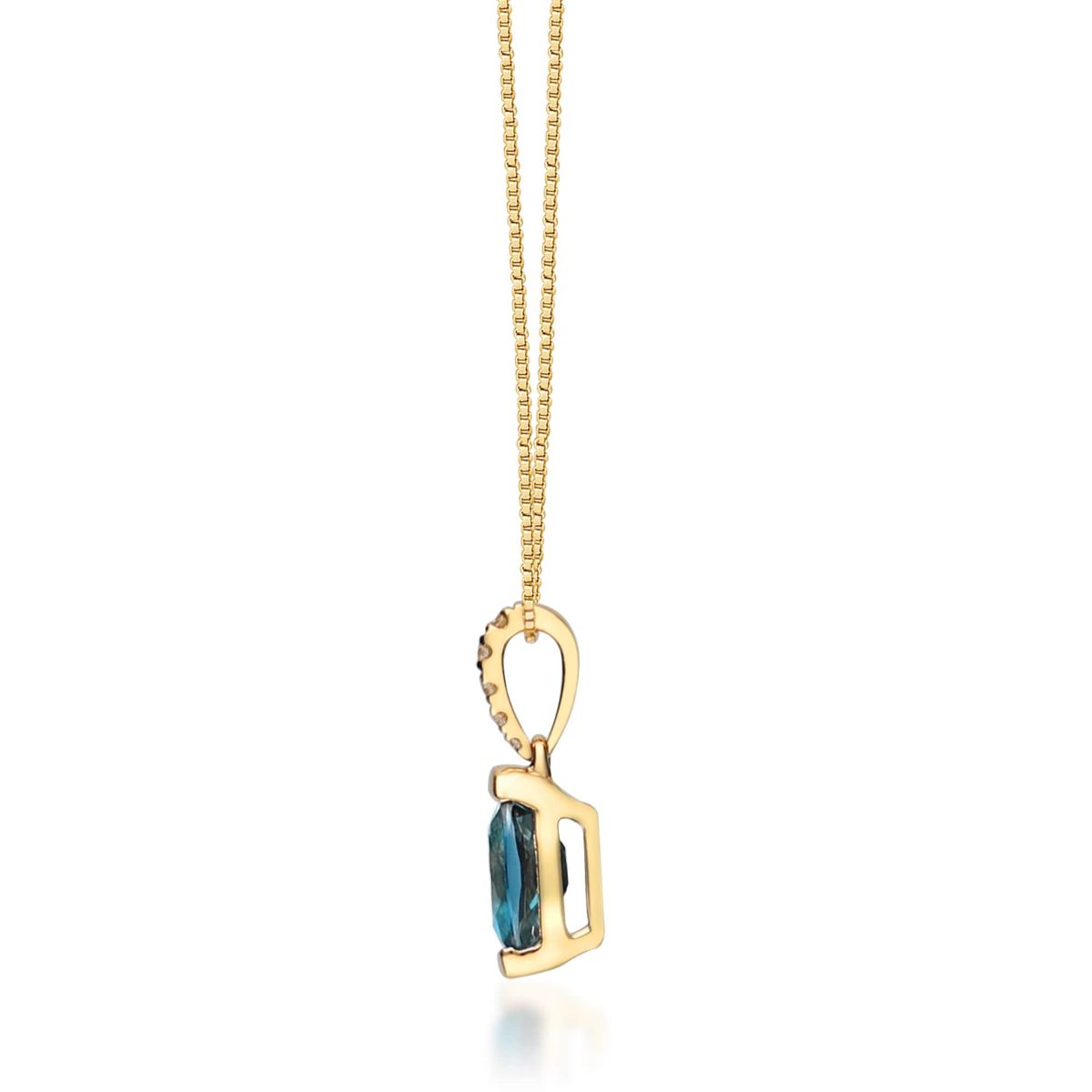London Blue Topaz Pendant in 14K Yellow Gold