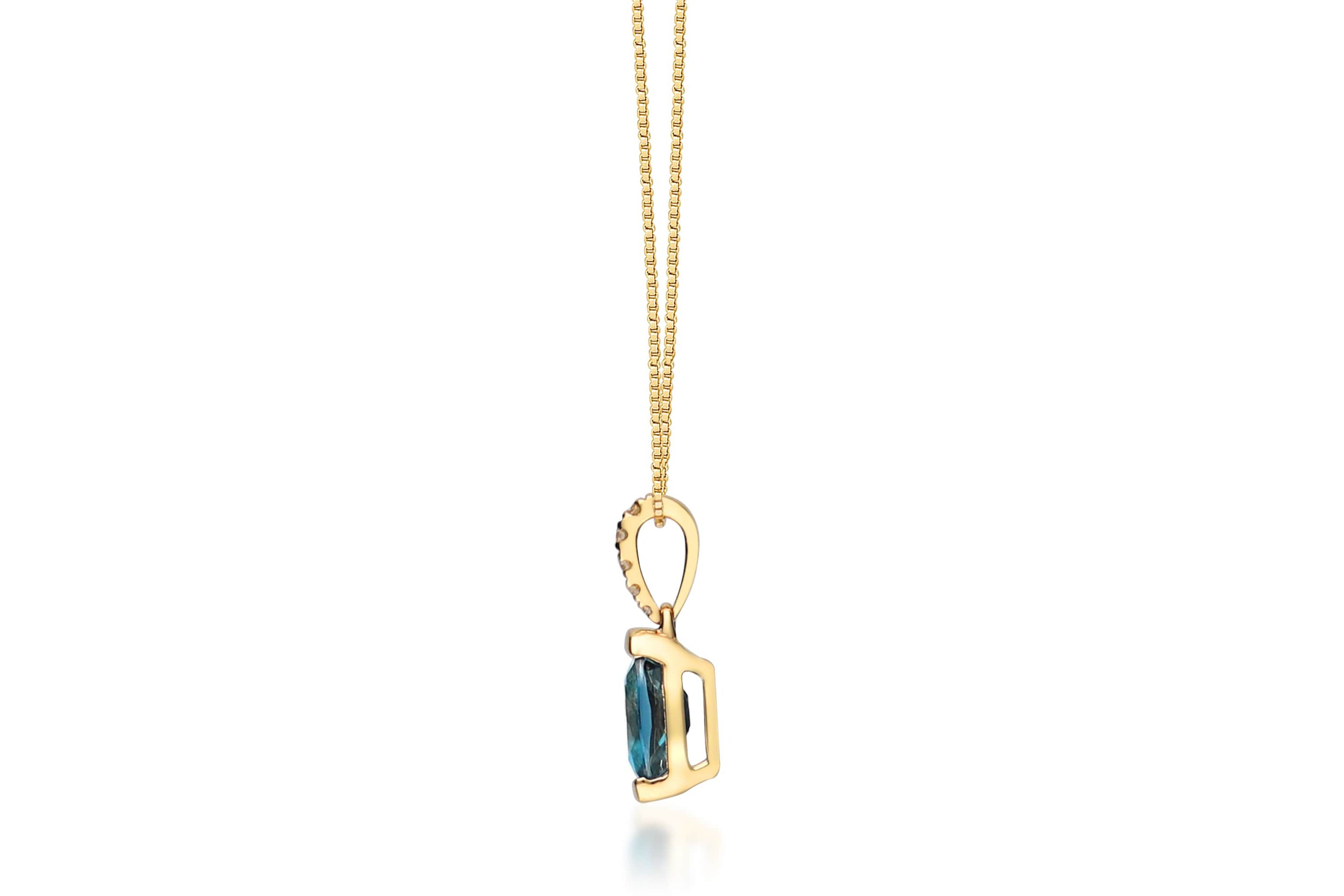 London Blue Topaz Pendant in 14K Yellow Gold