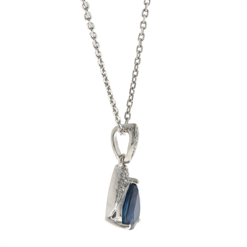 Blue Sapphire Pendant in 10K White Gold