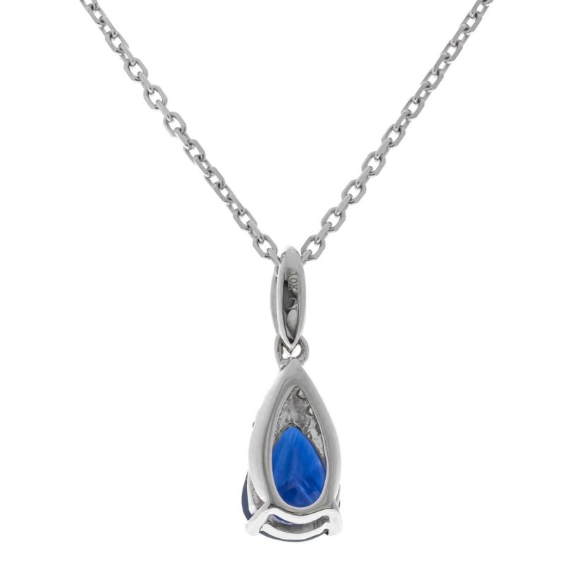 Blue Sapphire Pendant in 10K White Gold