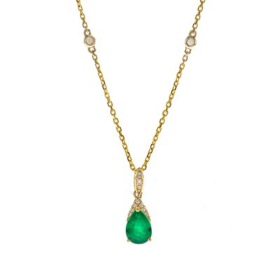 Anika and August Emerald Pendant in 10K Yellow Gold
