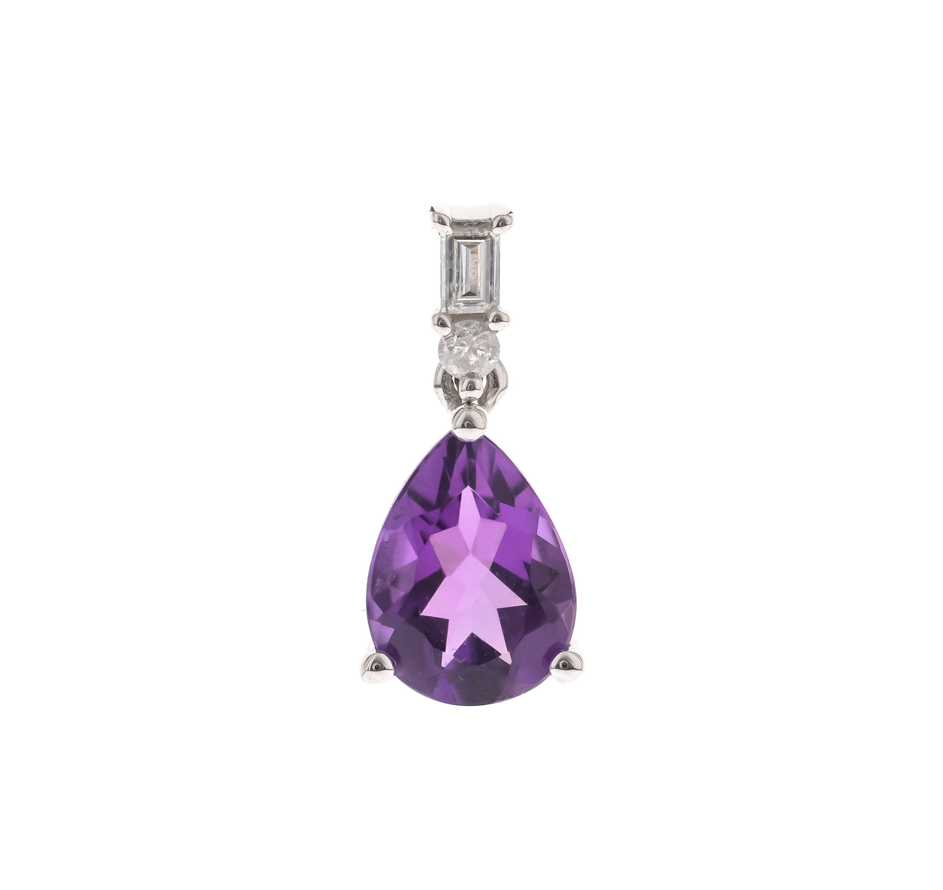 Amethyst Pendant in 10K White Gold