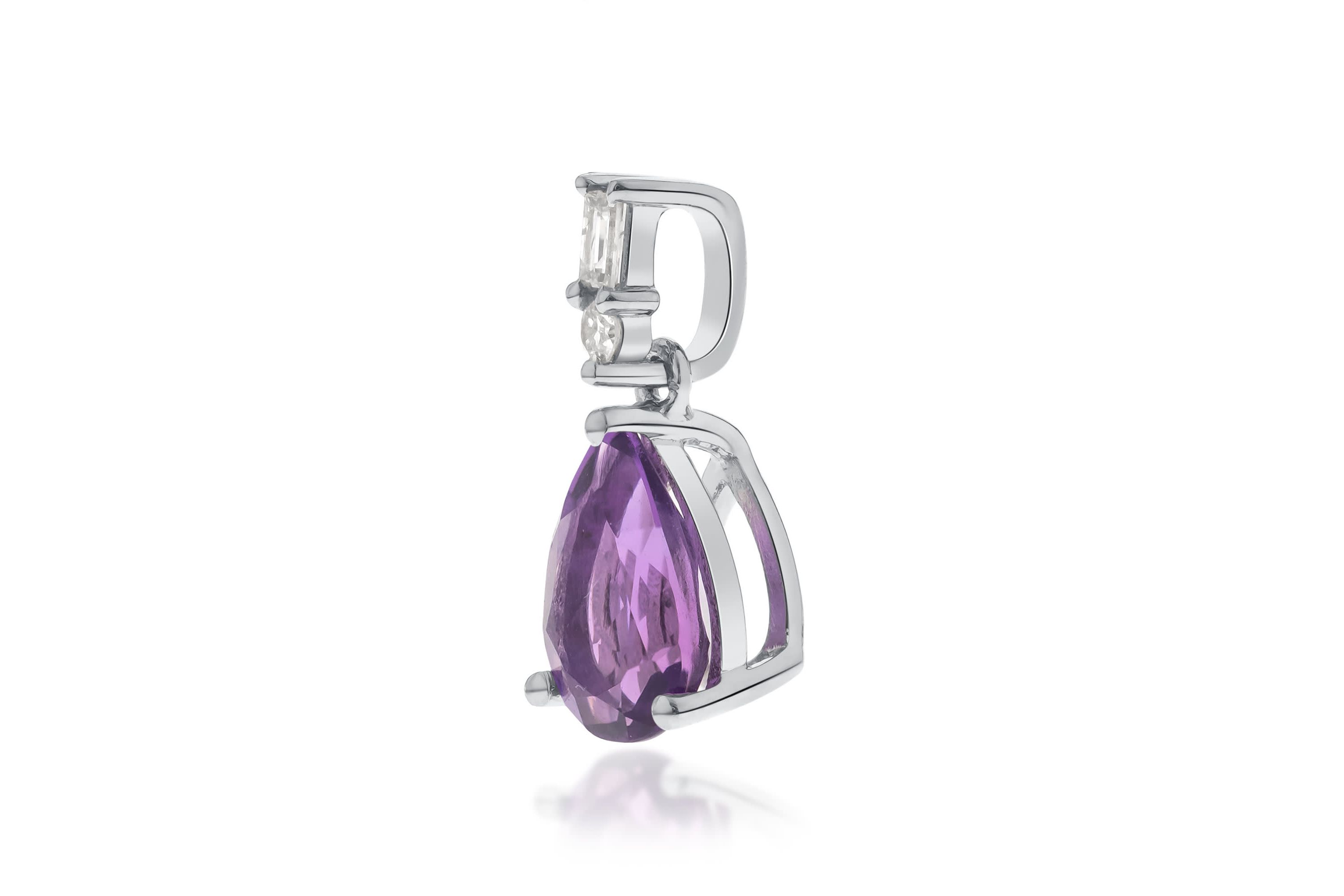 Amethyst Pendant in 10K White Gold