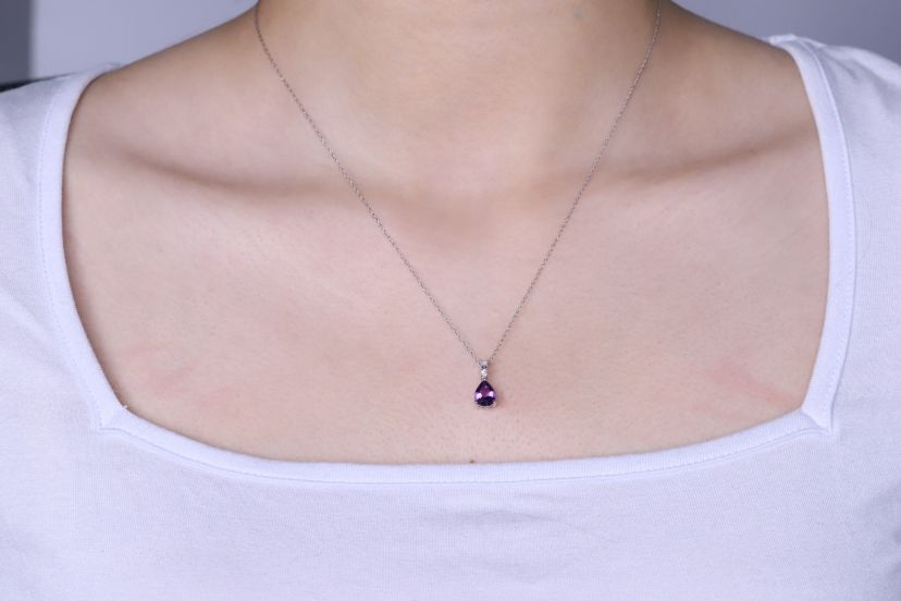 Amethyst Pendant in 10K White Gold
