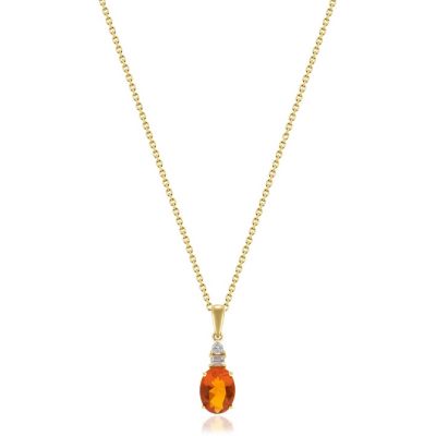 Anika and August Fire Opal Pendant in 10K Yellow Gold