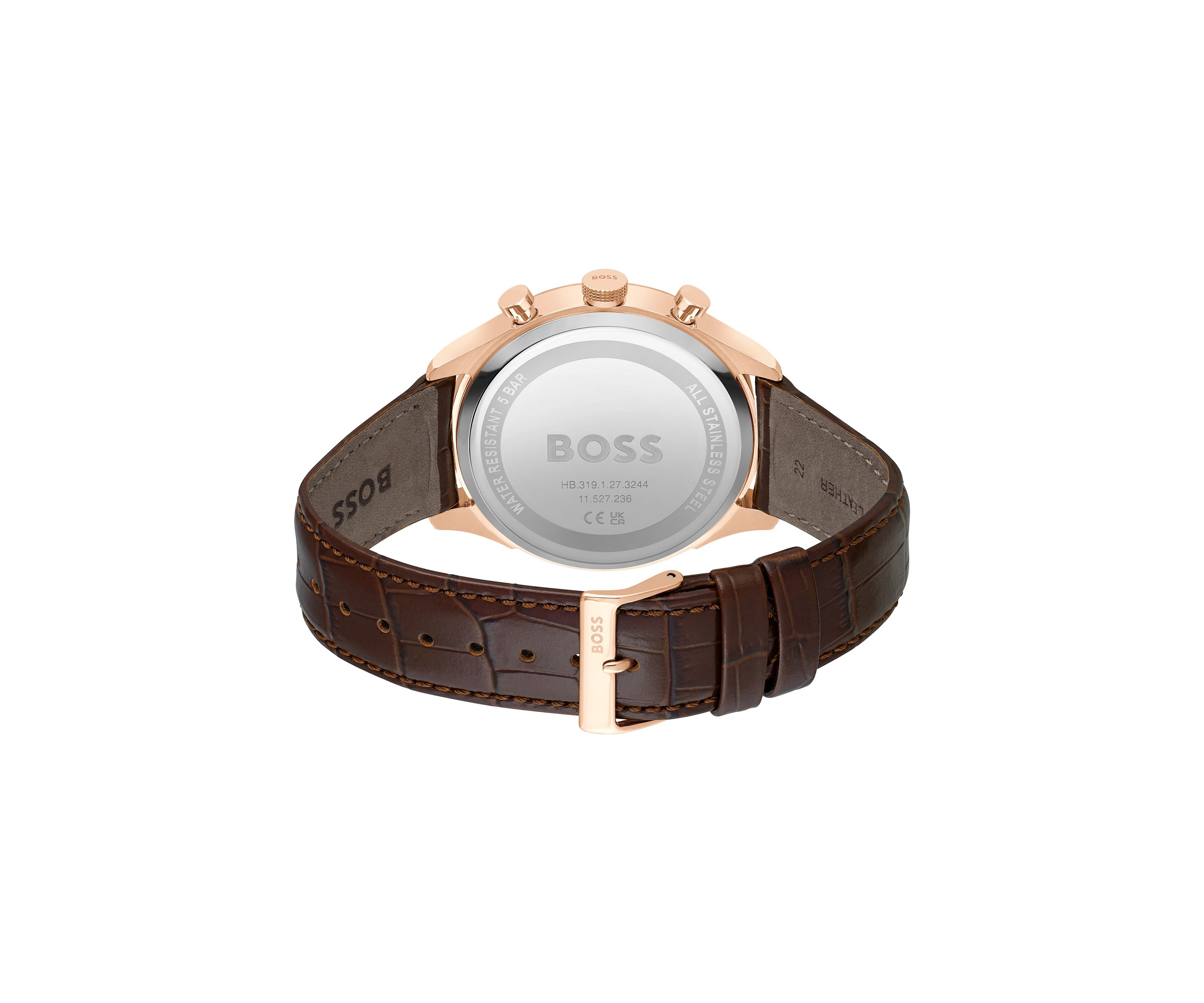 Brown Strap Blue Dial Watch 
