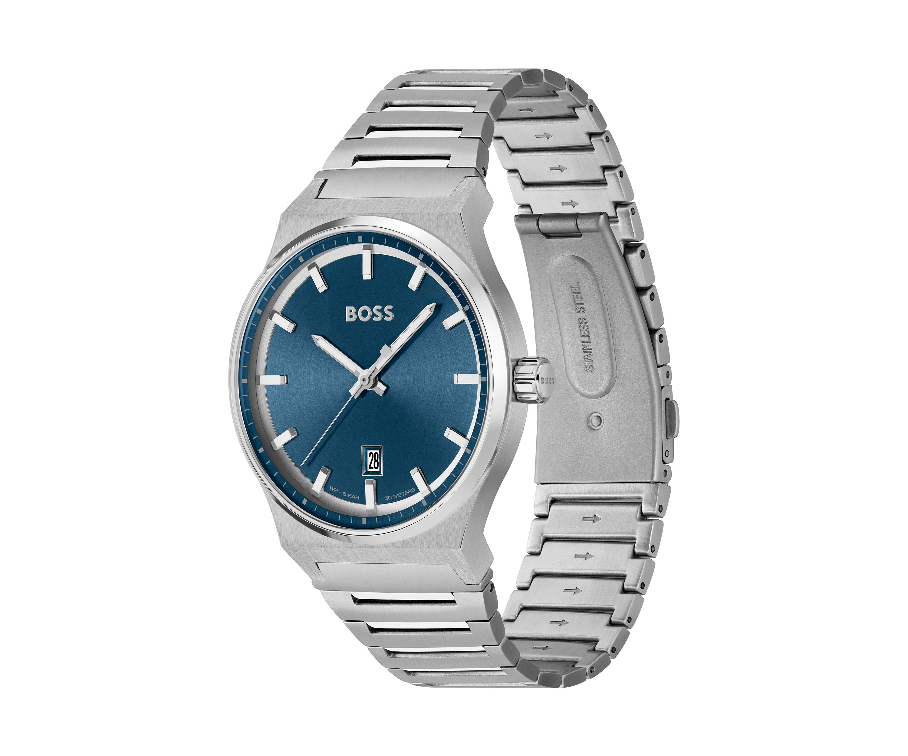 Candor Silver Blue Dial Watch