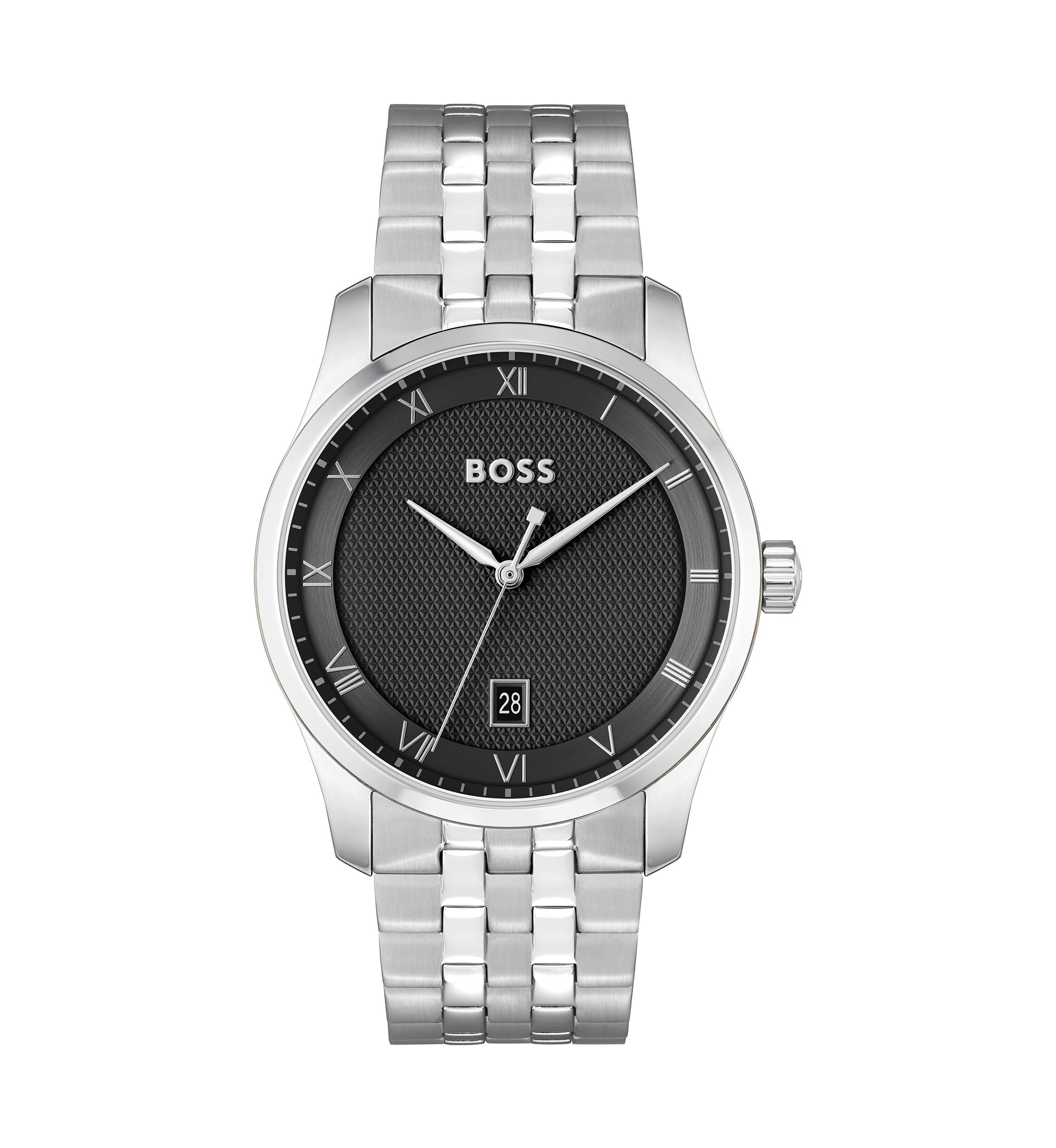 Principle Silver Bracelet Black Dial Watch