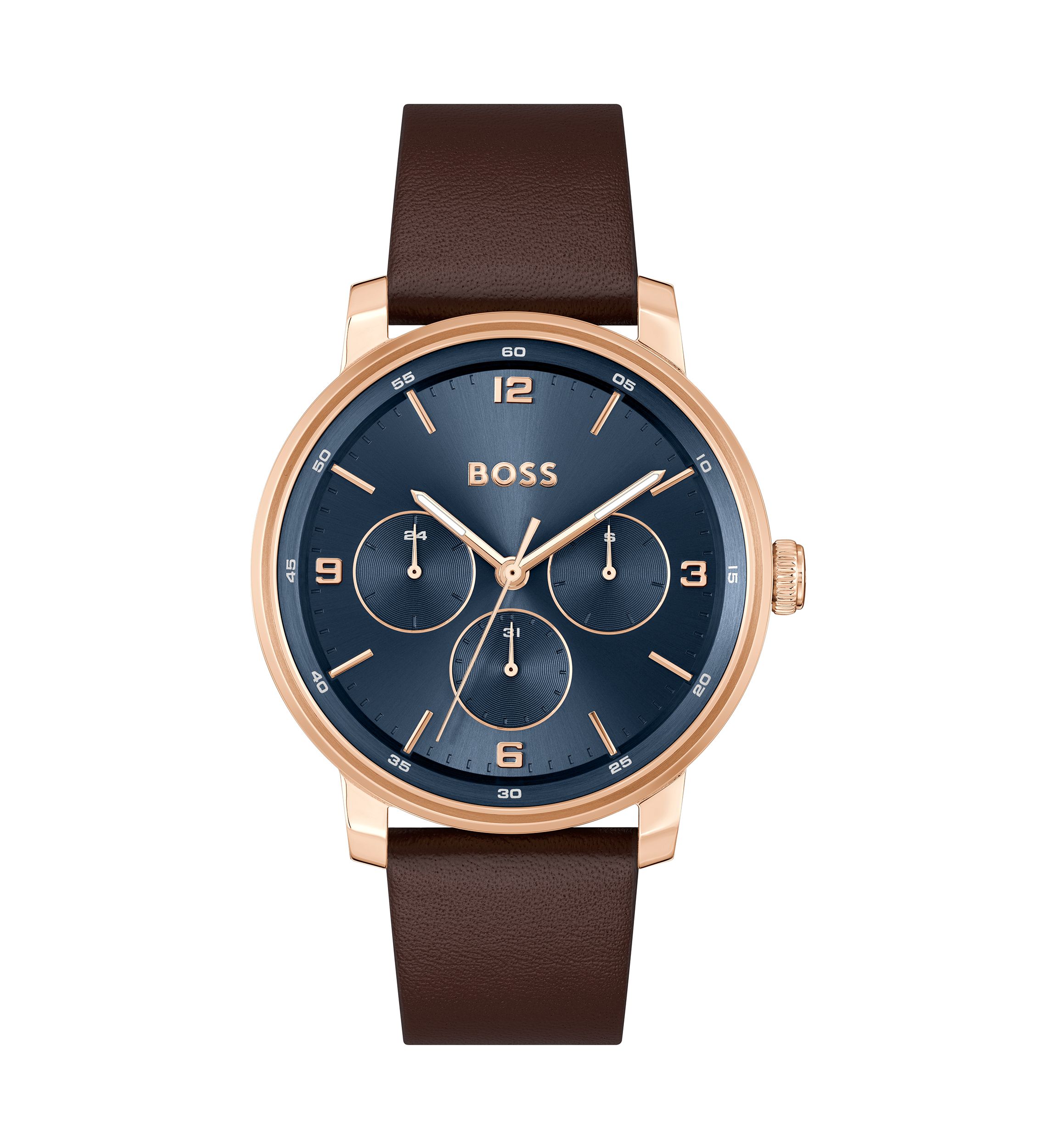 Contender Brown Strap Blue Dial Watch