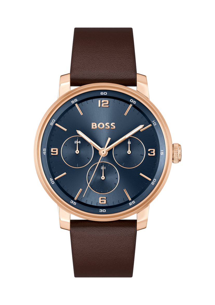 Contender Brown Strap Blue Dial Watch