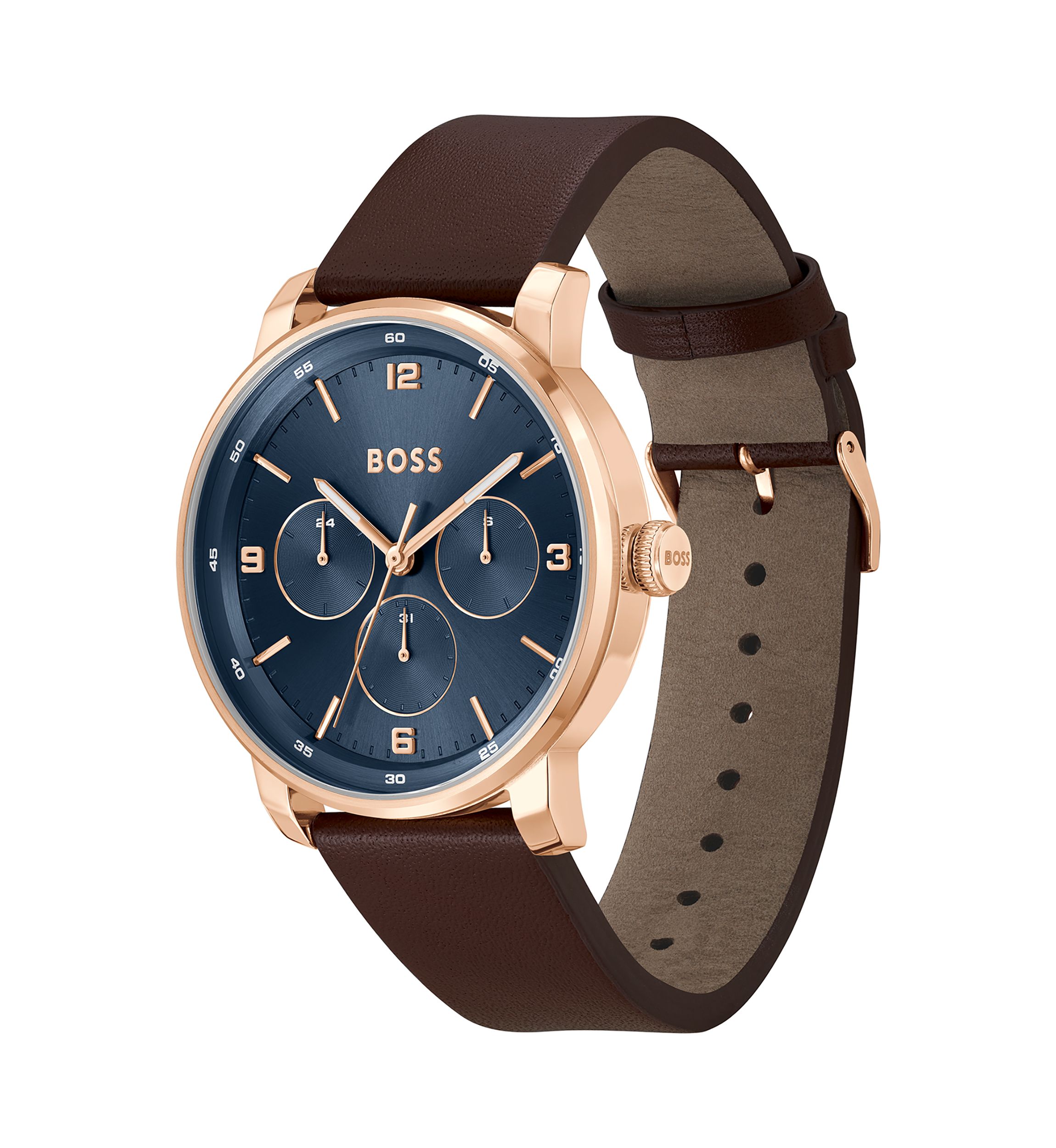 Contender Brown Strap Blue Dial Watch