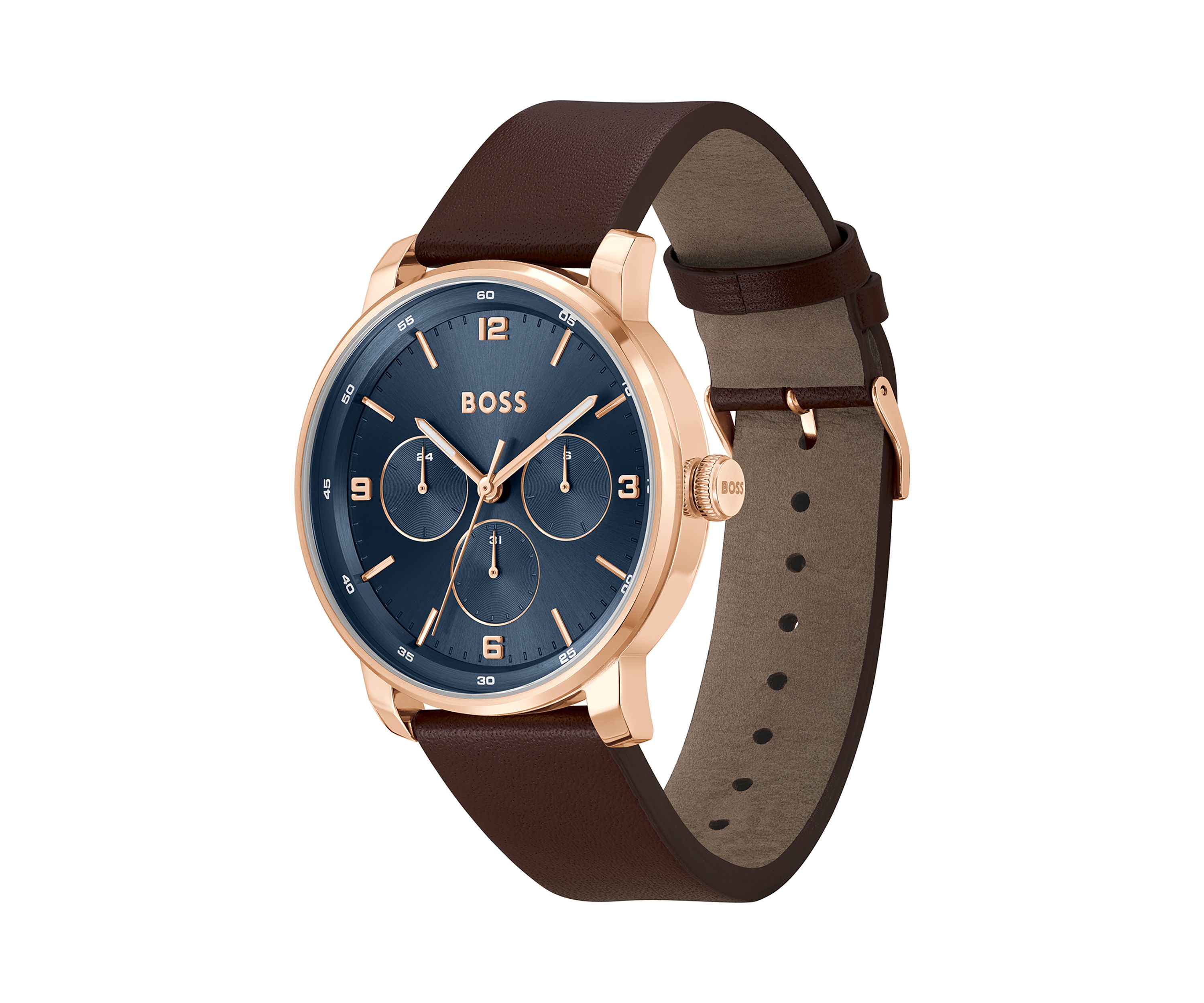 Contender Brown Strap Blue Dial Watch