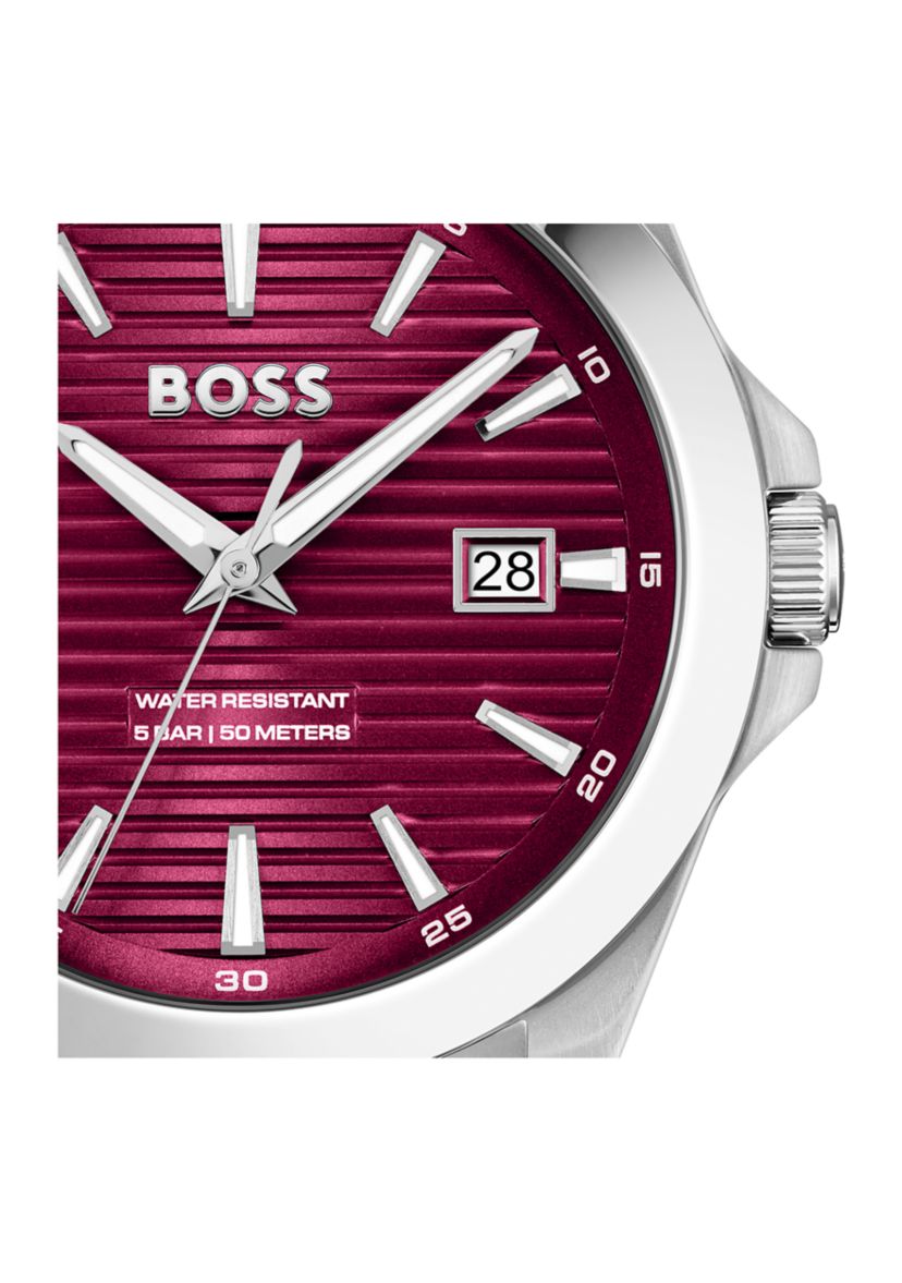Strike Silver Bracelet Red Dial Watch