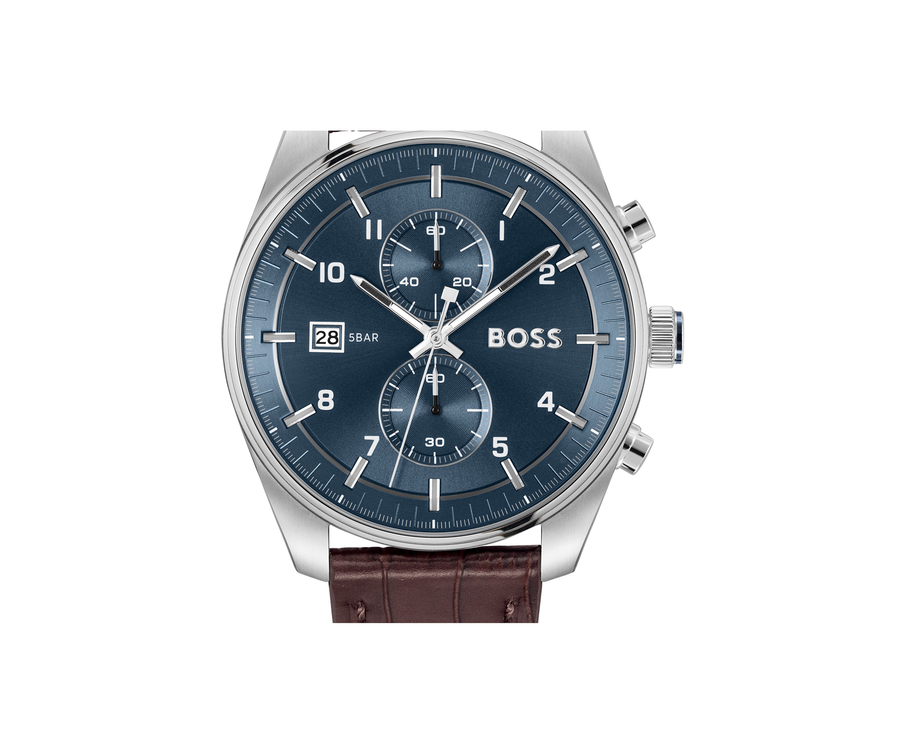 Skytraveller Brown Strap Blue Dial Watch