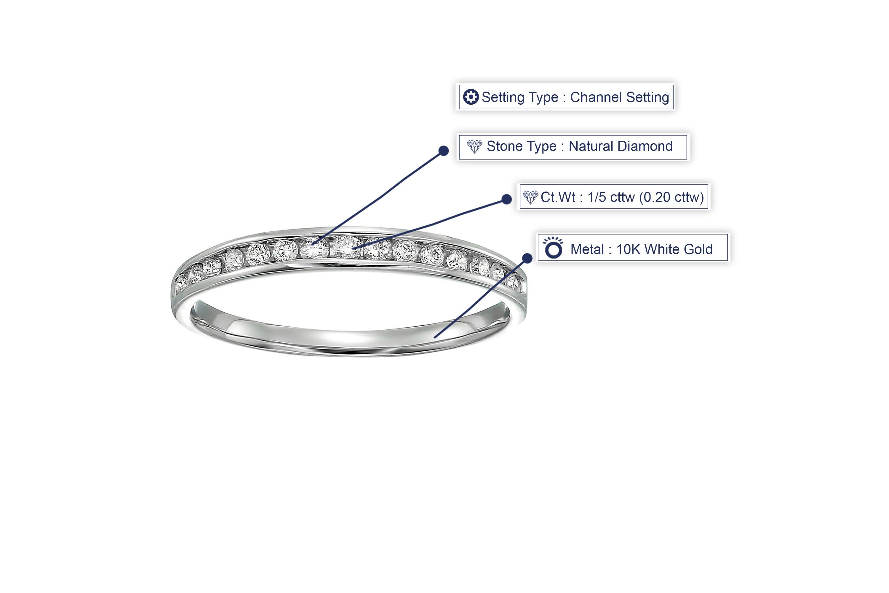 1/5 ct. t.w. Diamond Wedding Band Half Eternity in 10K White Gold