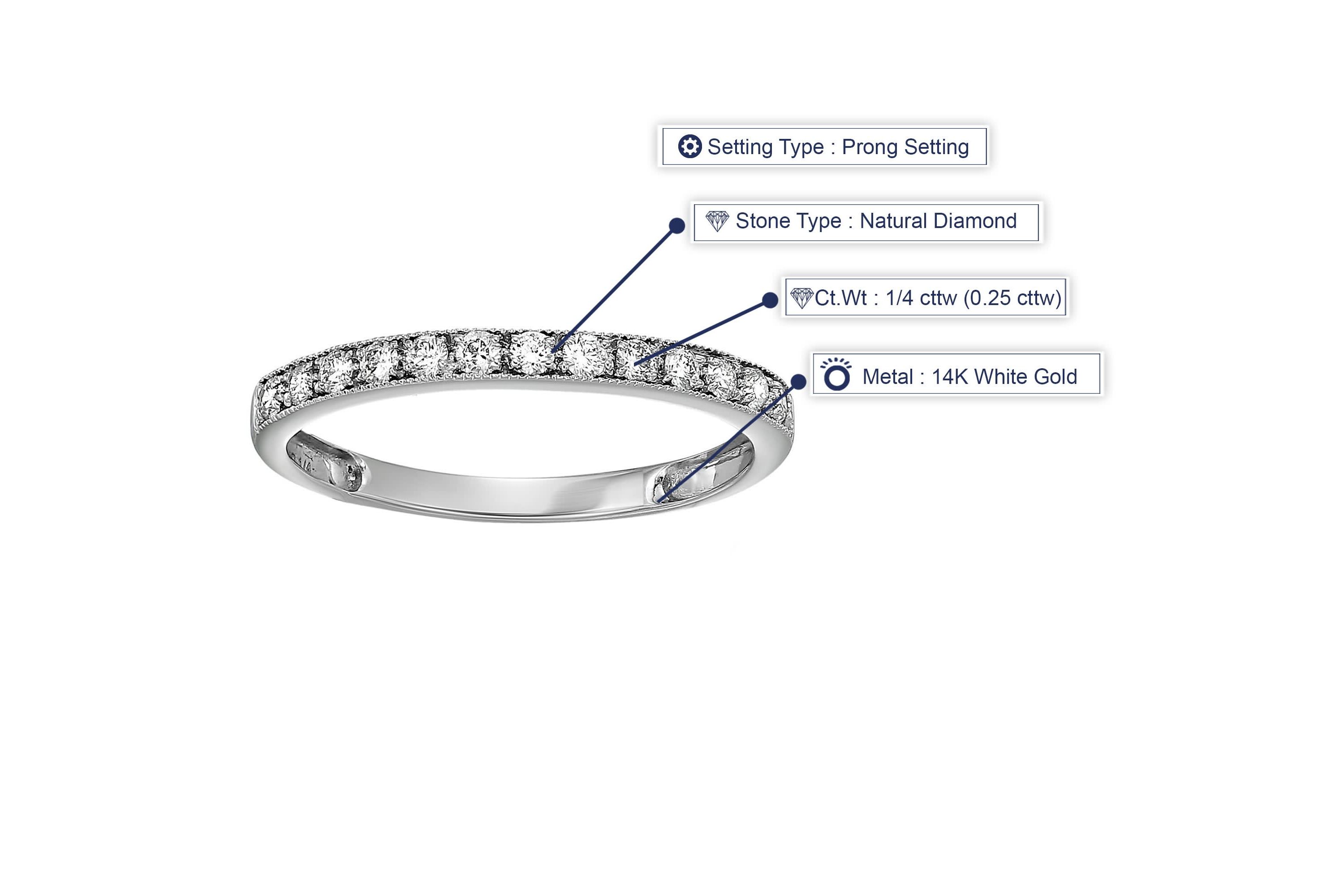 1/4 ct. t.w. Diamond Wedding Band Half Eternity in 14K White Gold