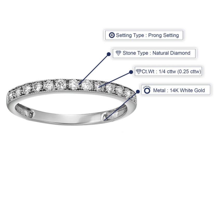 1/4 ct. t.w. Diamond Wedding Band Half Eternity in 14K White Gold