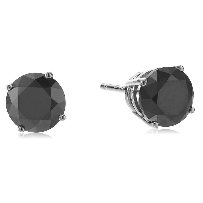 1/2 ct. t.w. Black Diamond Stud Earrings in 14K White Gold
