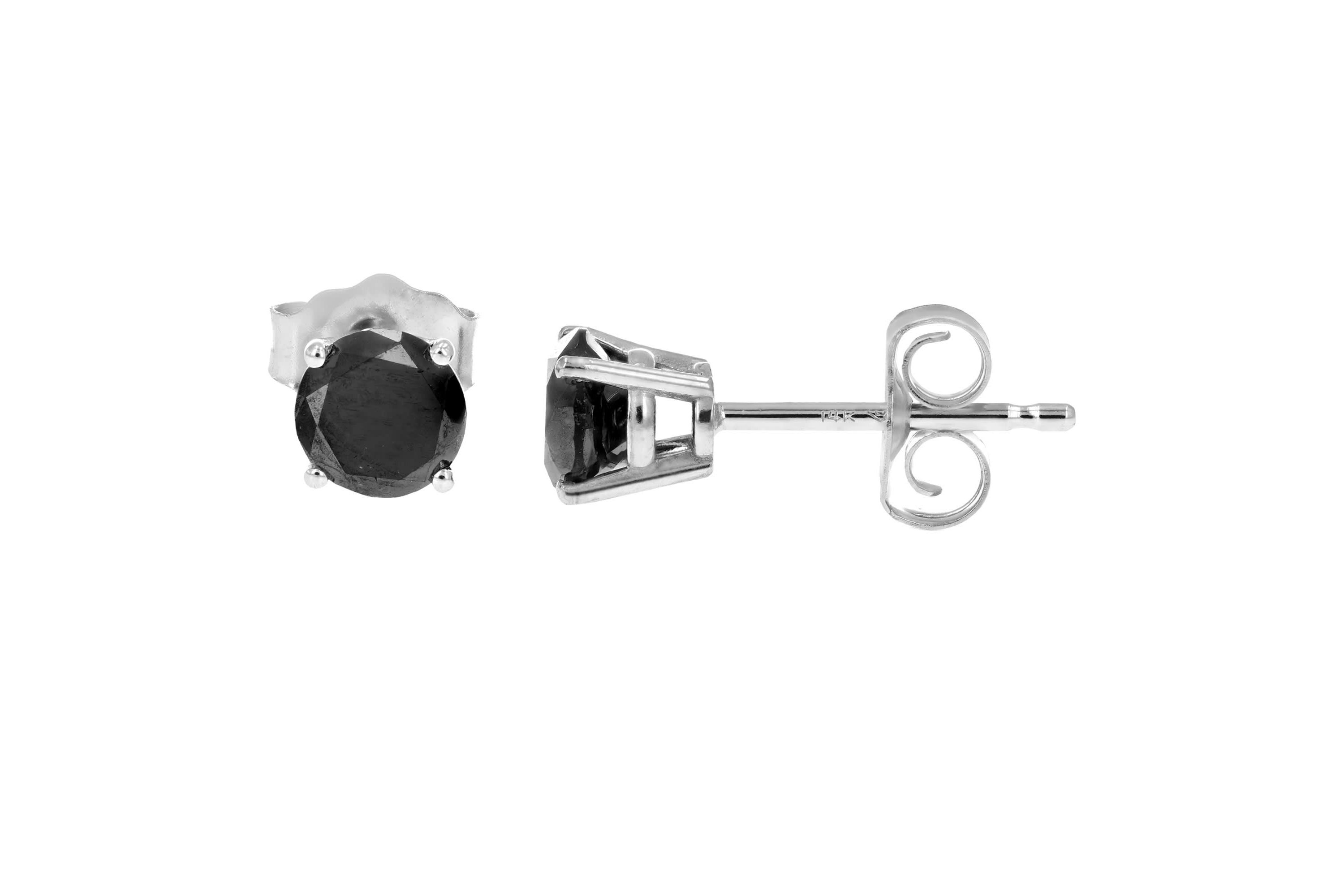 1/2 ct. t.w. Black Diamond Stud Earrings in 14K White Gold