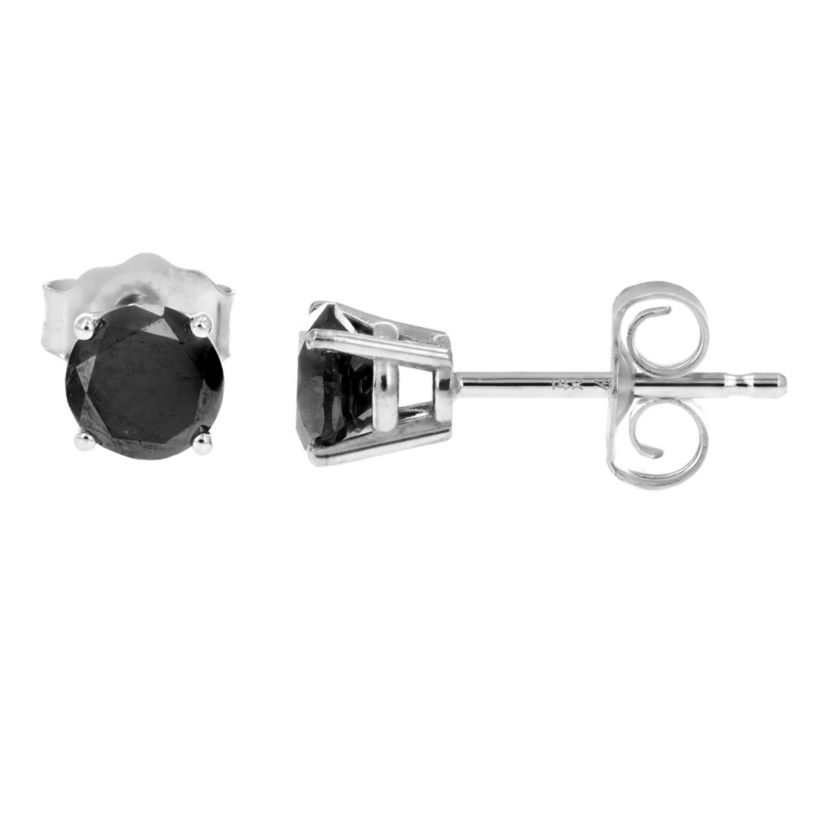 1/2 ct. t.w. Black Diamond Stud Earrings in 14K White Gold