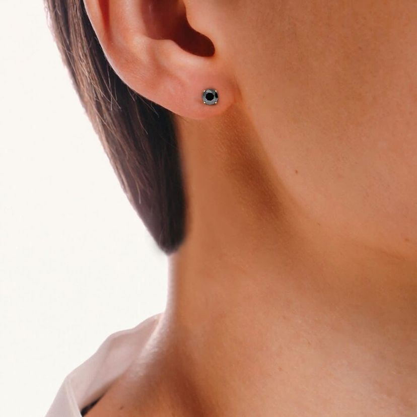 1.50 ct. t.w. Black Diamond Stud Earrings in 14K White Gold