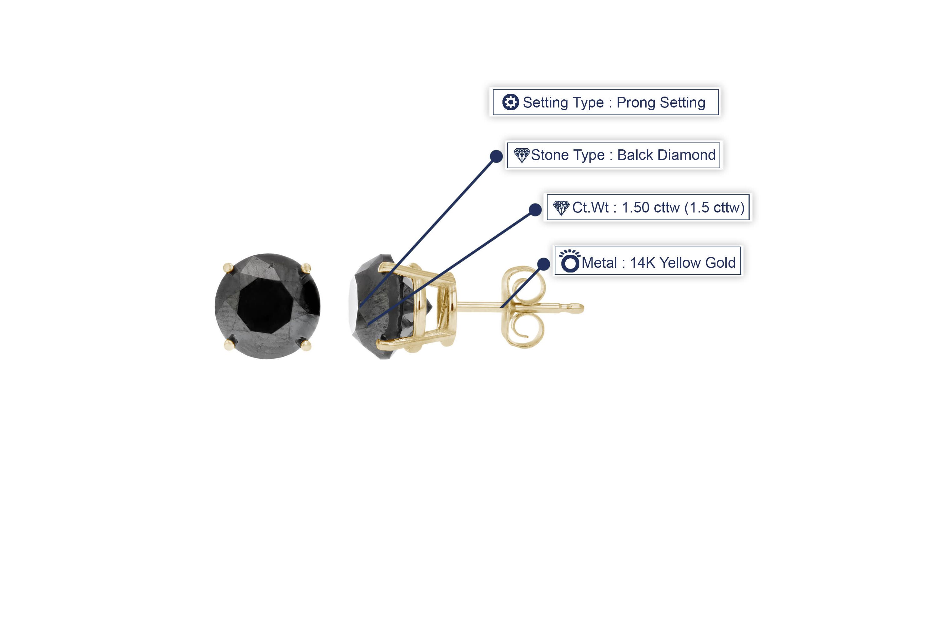 1.50 ct. t.w. Black Diamond Stud Earrings in 14K White Gold